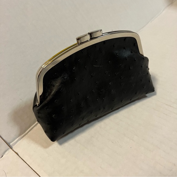 Metropolitan Handbags - Metropolitan Ostrich Cosmetics Case in Black w/ Silver Kiss Clasp NWT
